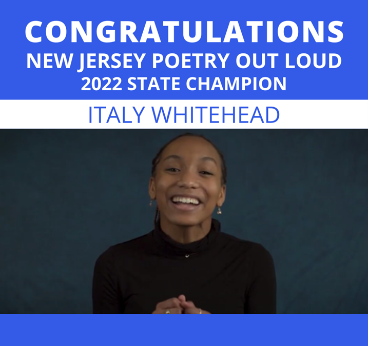 Italia Whitehead - Campeón estatal de poesía en voz alta de Nueva Jersey